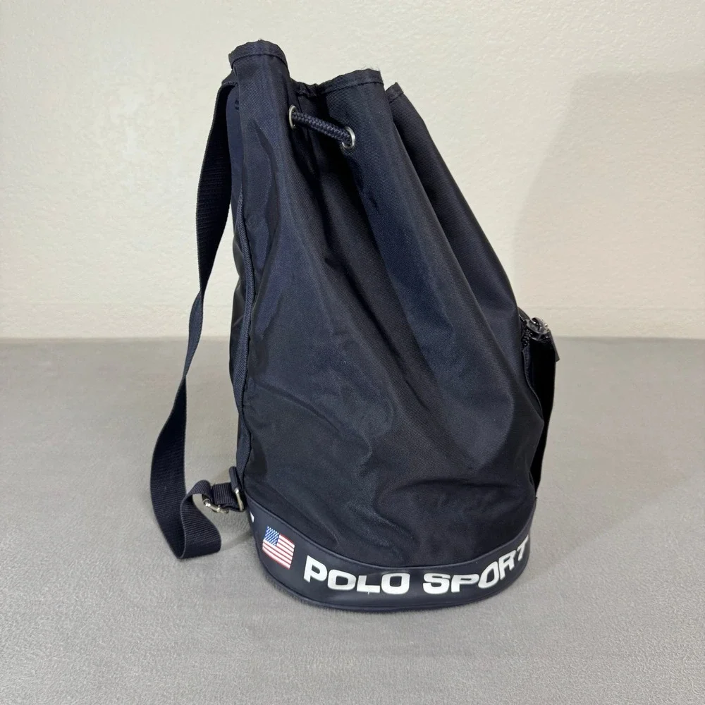 Polo Sport Backpack Large Navy Blue Nylon Vintage Drawstring Bucket Bag